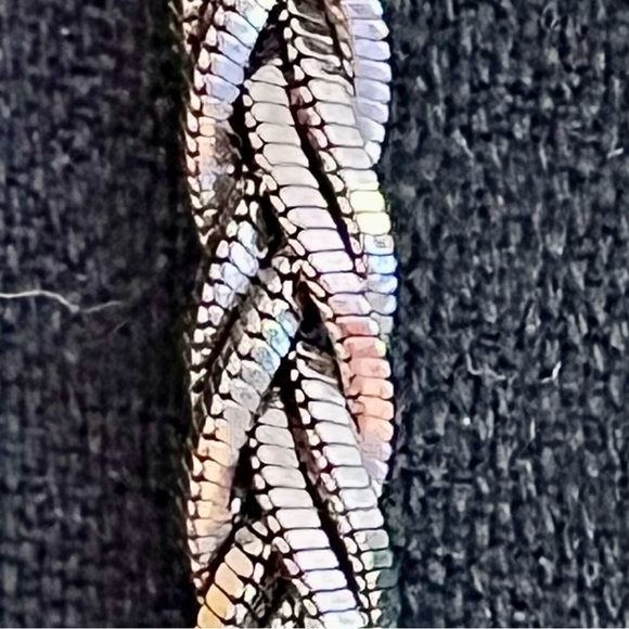 Elegant Gunmetal Multi-Layer Necklace Braided Chain Liquid Silver 6 Strands VTG - Picture 3 of 11